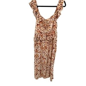 Sofia Vergara Sweetheart Animal Print Sleeveless Ruffle Midi Dress Size XL
